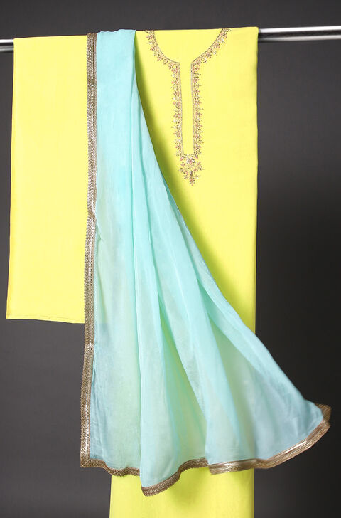 Light Yellow Embroidered Viscose Unstitched Suit Set