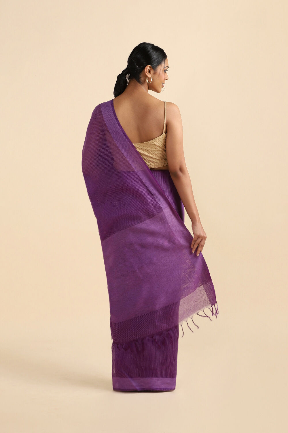 Purple Pure Silk Woven Saree image number null
