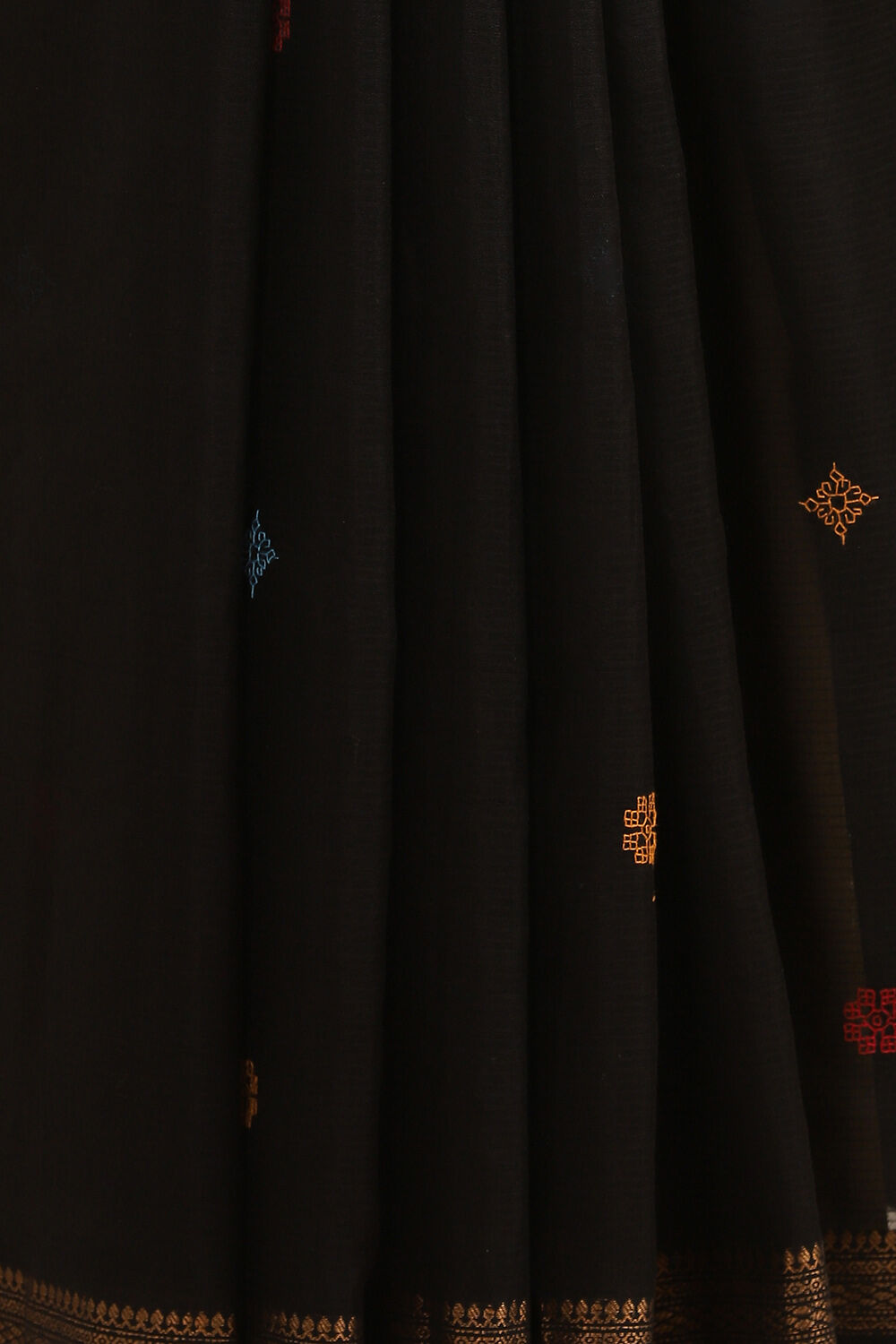 Black Pure Silk Cotton Embroidered Saree image number null