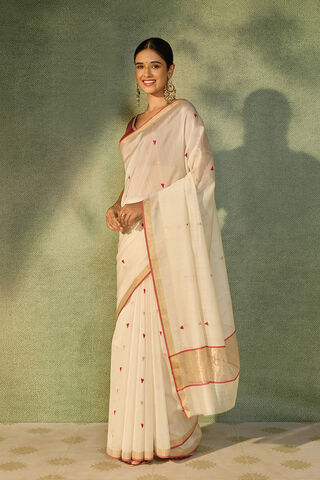Off White Woven Pure Silk Cotton Chanderi Saree thumbnail image number null