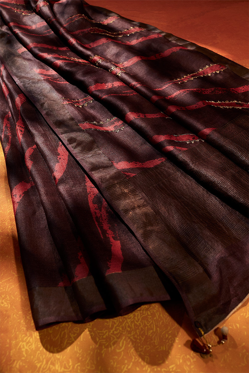 Brown Tussar Hand Painted Saree image number null