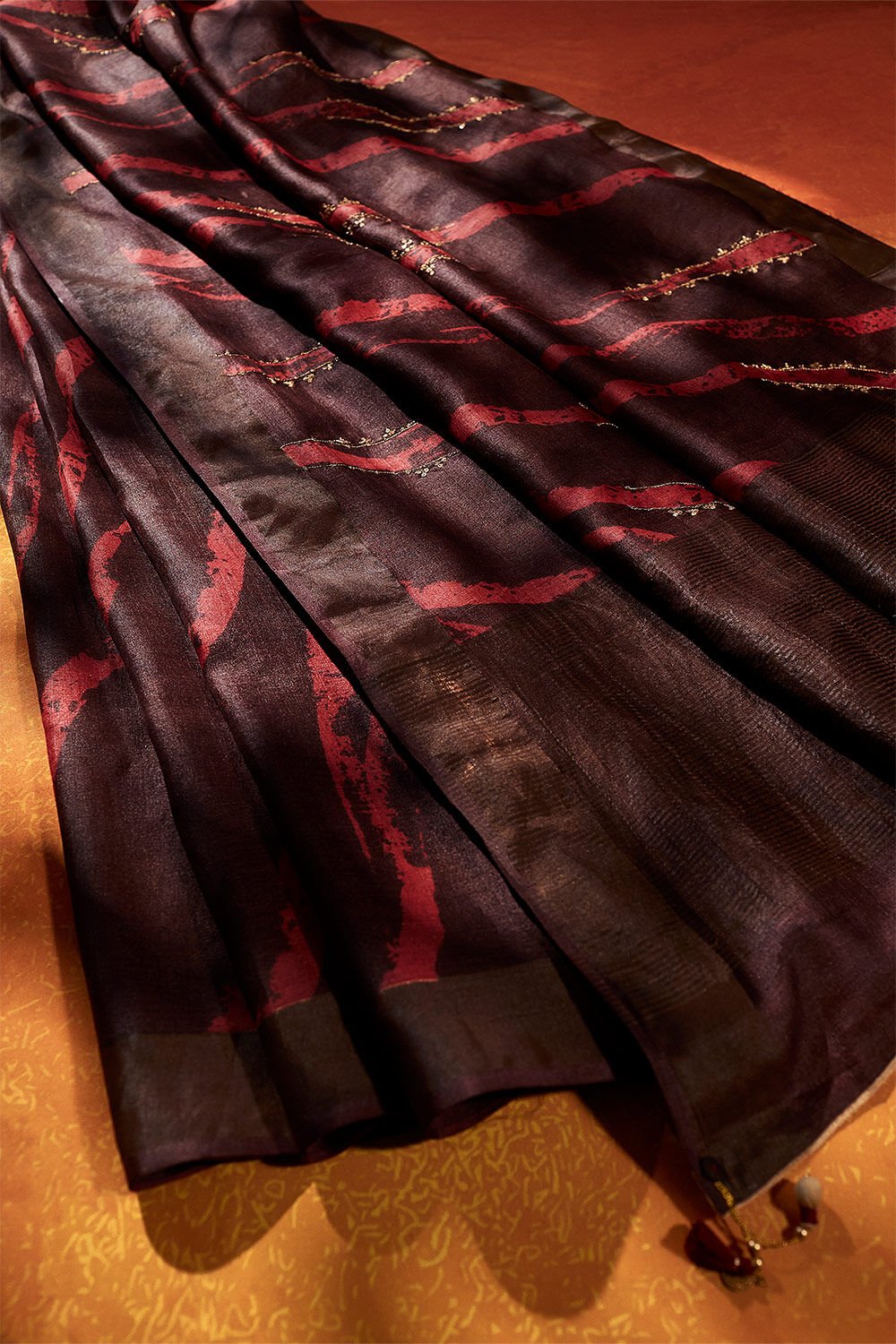 Brown Tussar Hand Painted Saree image number null