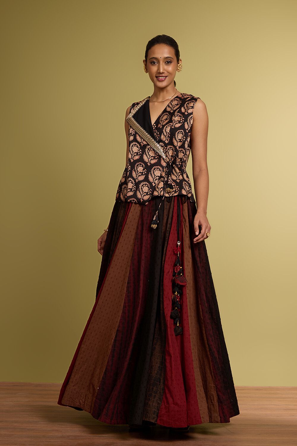 Black Rajasthan Pure Cotton Printed Embroidery Lehenga image number null