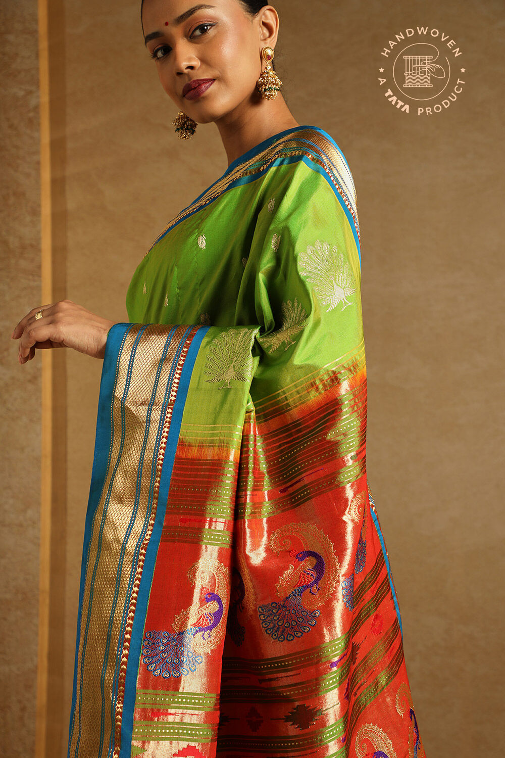 Light Green Pure Silk Paithani Saree image number null