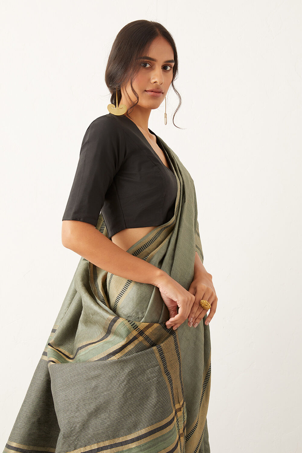 Light Green Pure Tussar Silk Woven Saree image number null