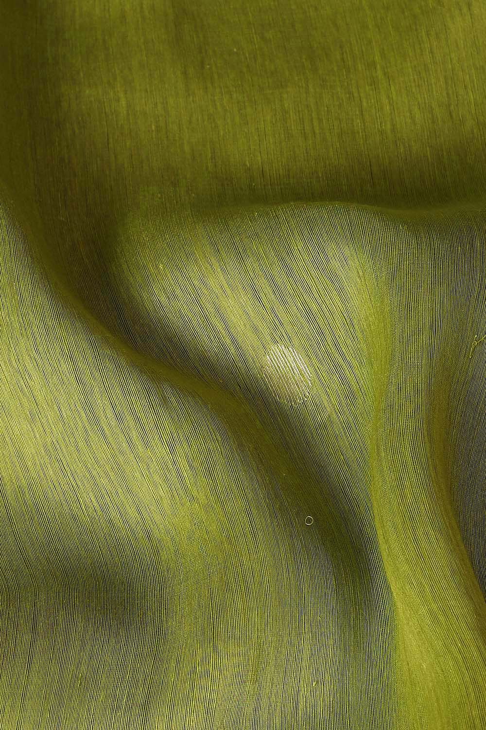 Light Green Pure Silk Linen Jamdani Saree image number null