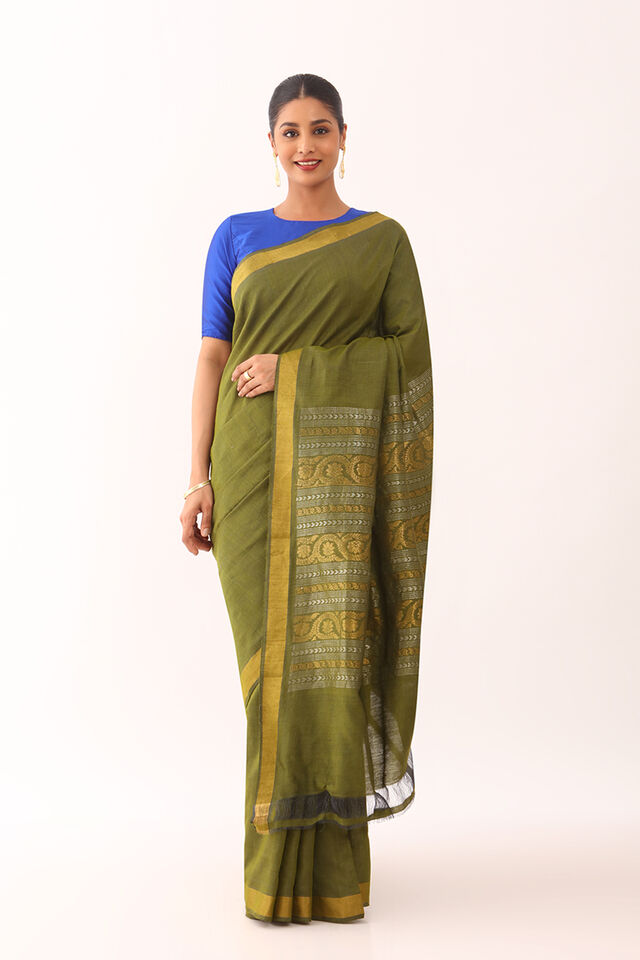 Green Chattisgarh Woven Pure Tussar Silk Saree