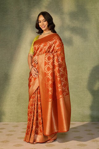 Orange Woven Pure Viscose Saree thumbnail image number null