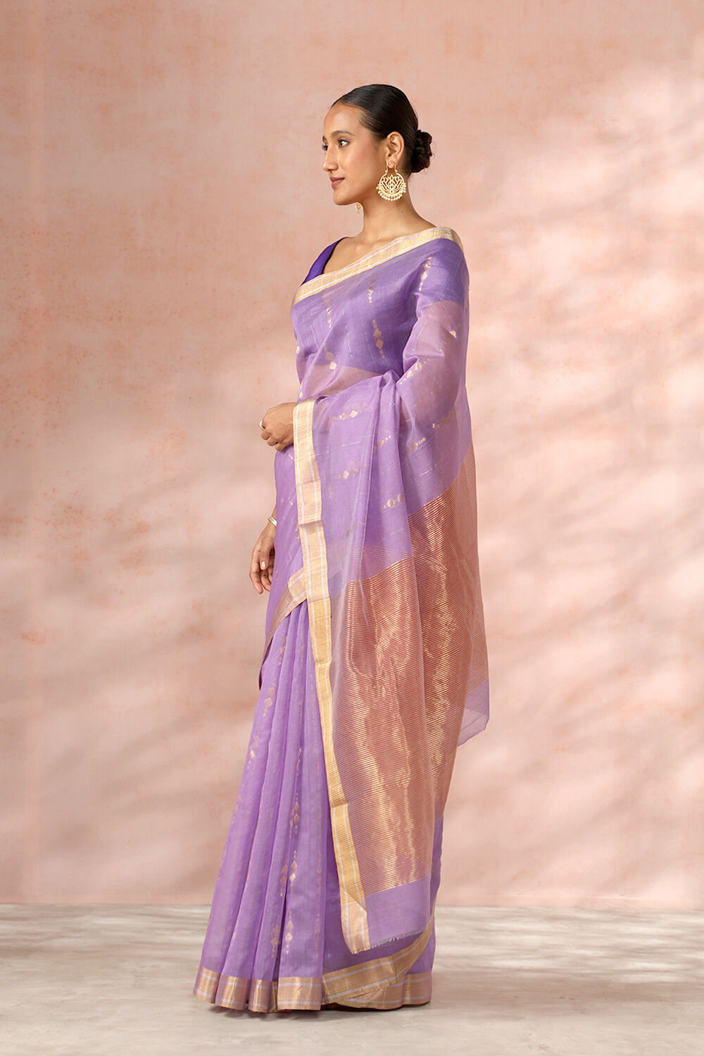 Purple Chanderi Pure Silk Cotton Woven Saree image number null