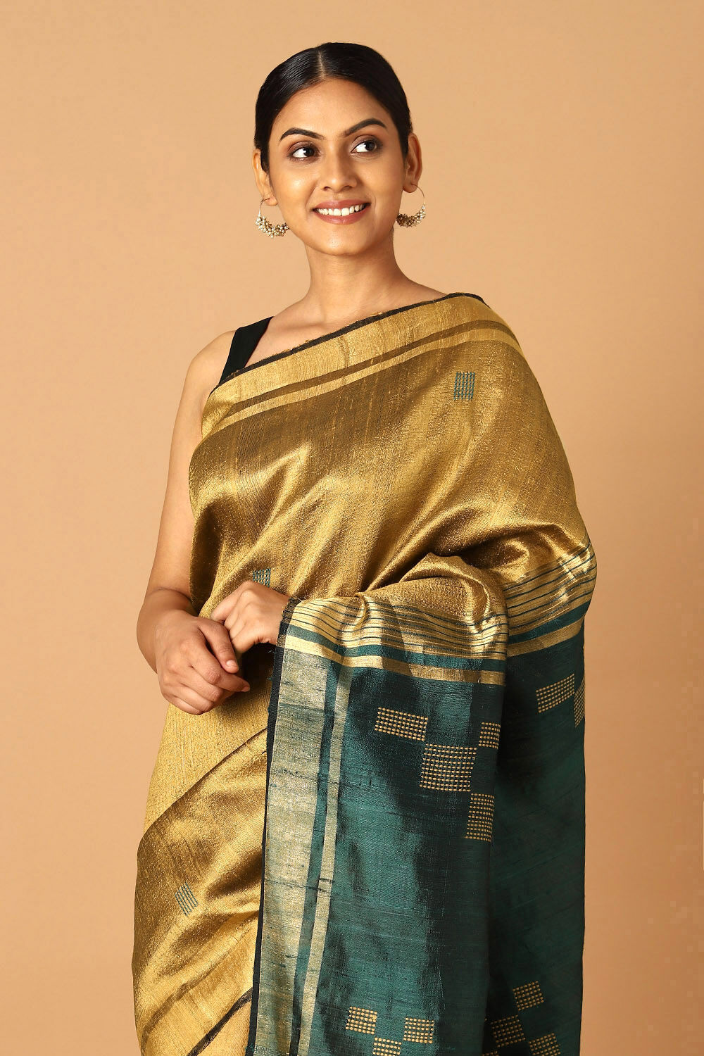 Gold Pure Tussar Silk Bhagalpuri Saree image number null