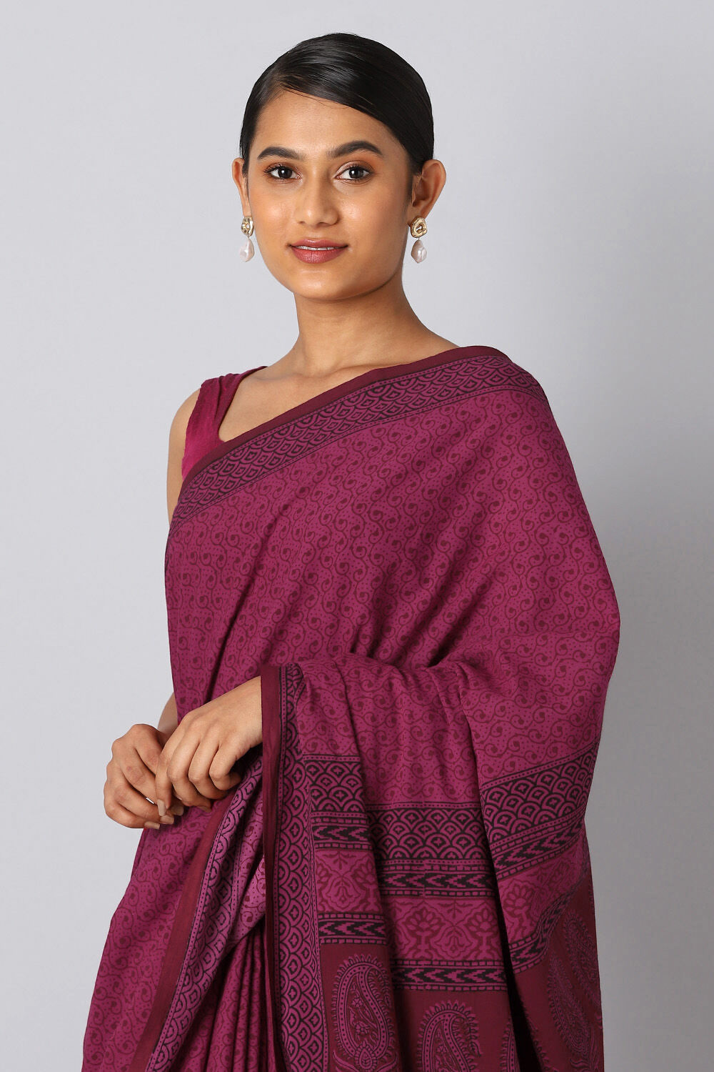Pink Pure Cotton Bagh Printed Saree image number null