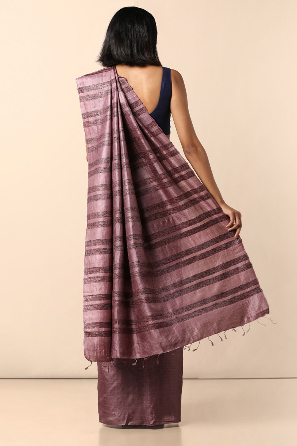 Light Pink Pure Tussar Silk Woven Saree image number null