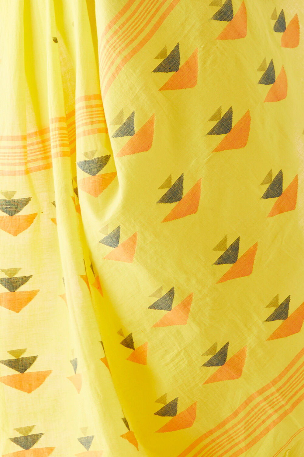 Yellow Pure Cotton Bengali Jamdani Saree image number null