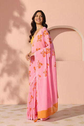 Pink Bengal Screen Printed Pure Cotton Mulmul Saree thumbnail image number null