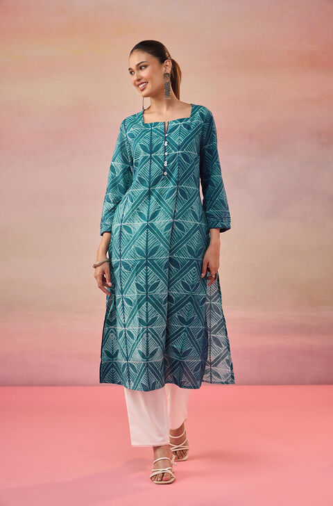 Blue Pure Cotton Tie & Dye Shibori Kurta