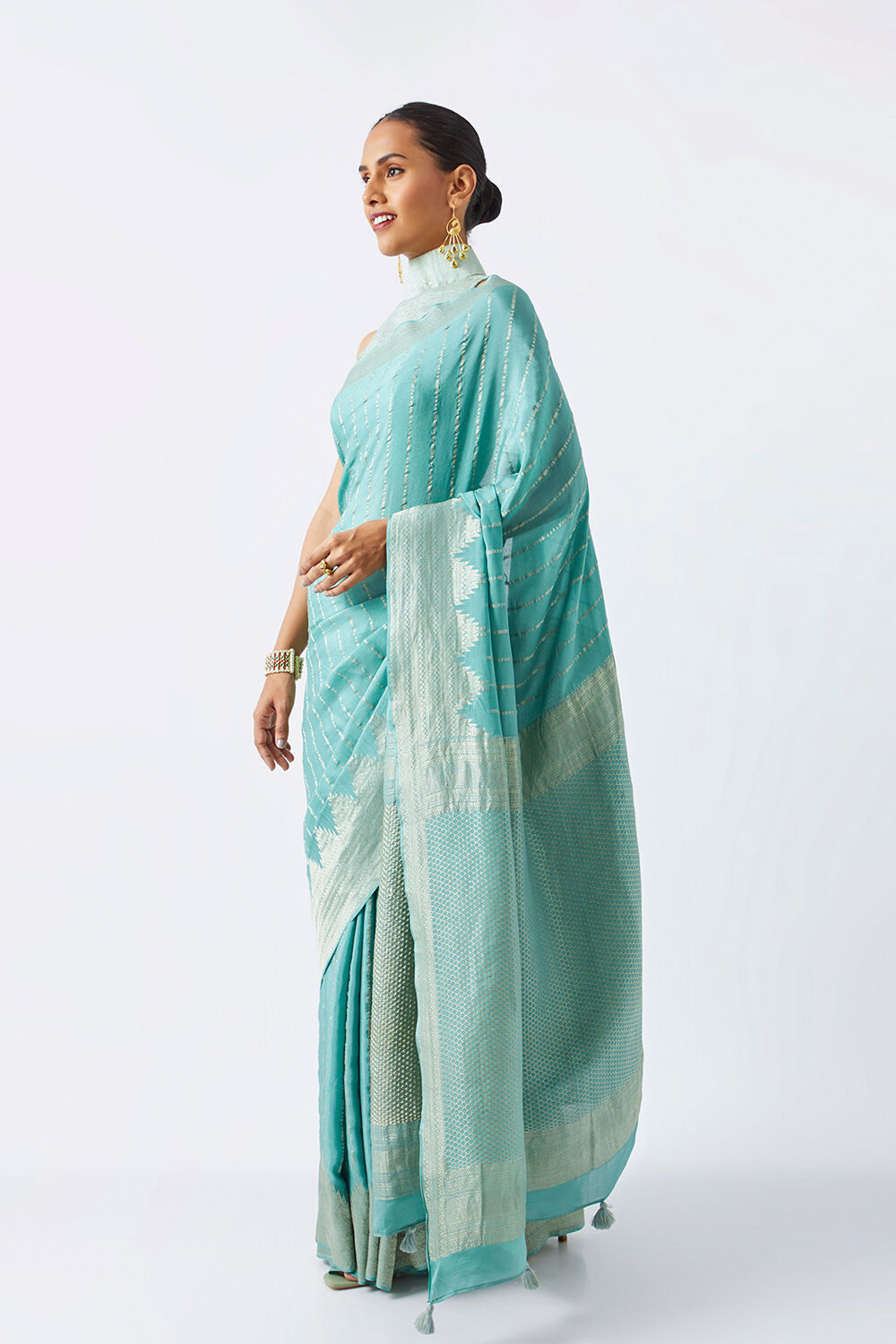 Light Green Pure Crepe Woven Saree image number null