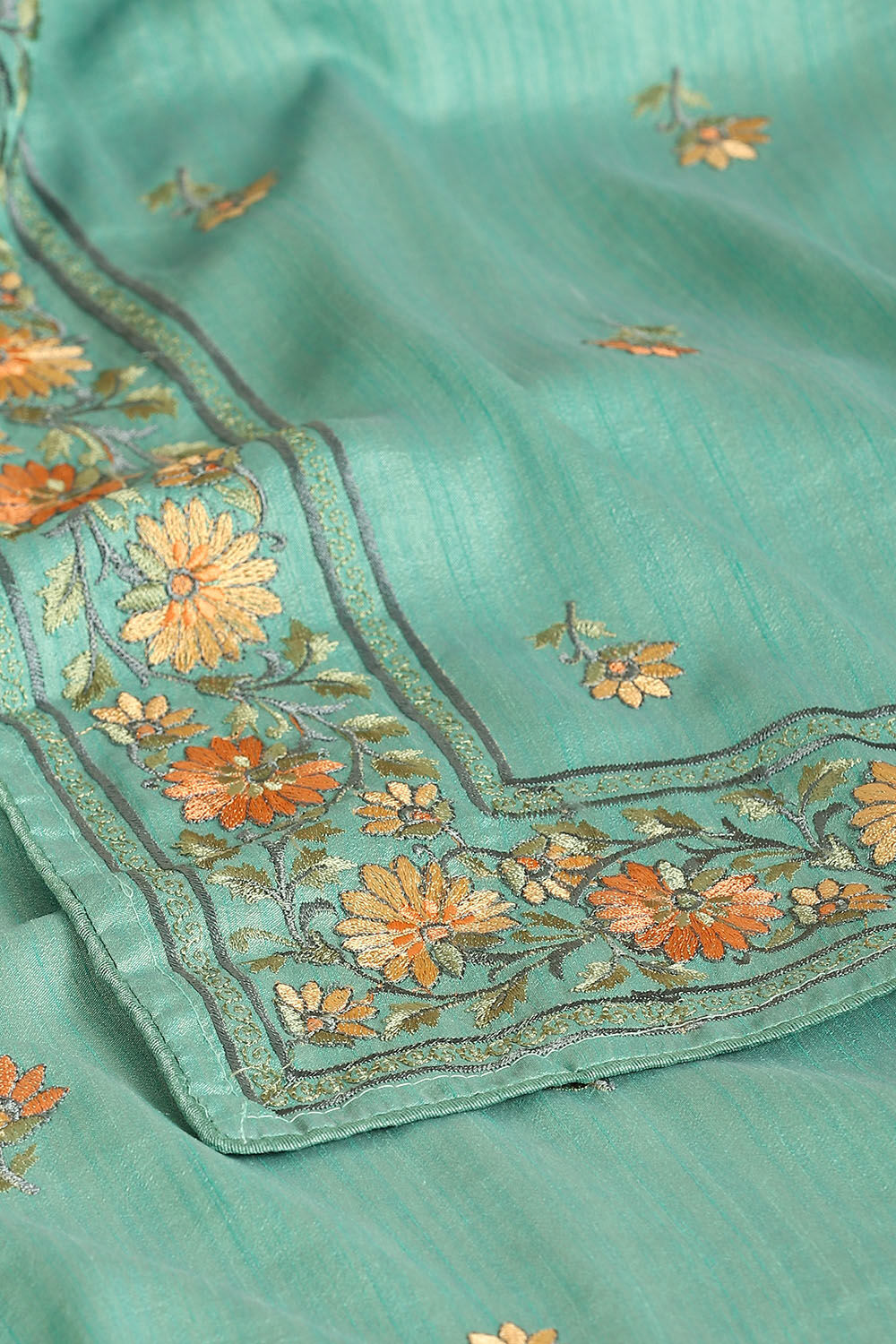 Light Pure Green Embroidered Saree image number null