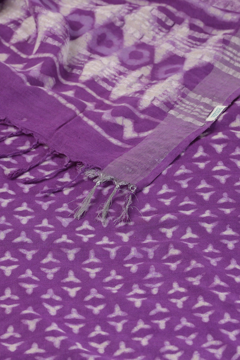Light Violet Cotton Viscose Rajasthan Block Printed Saree image number null