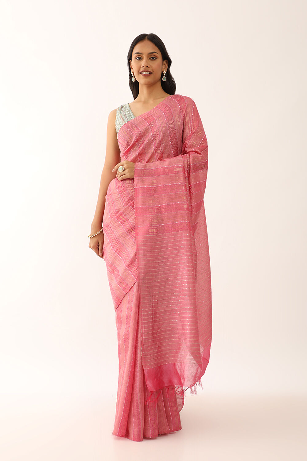 Pink Chattisgarh Woven Pure Tussar Silk Saree image number null