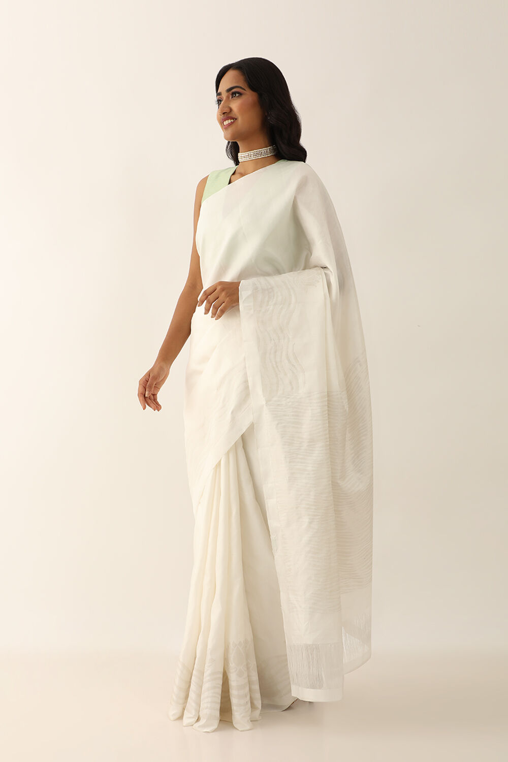 White Pure Silk Woven South Saree image number null