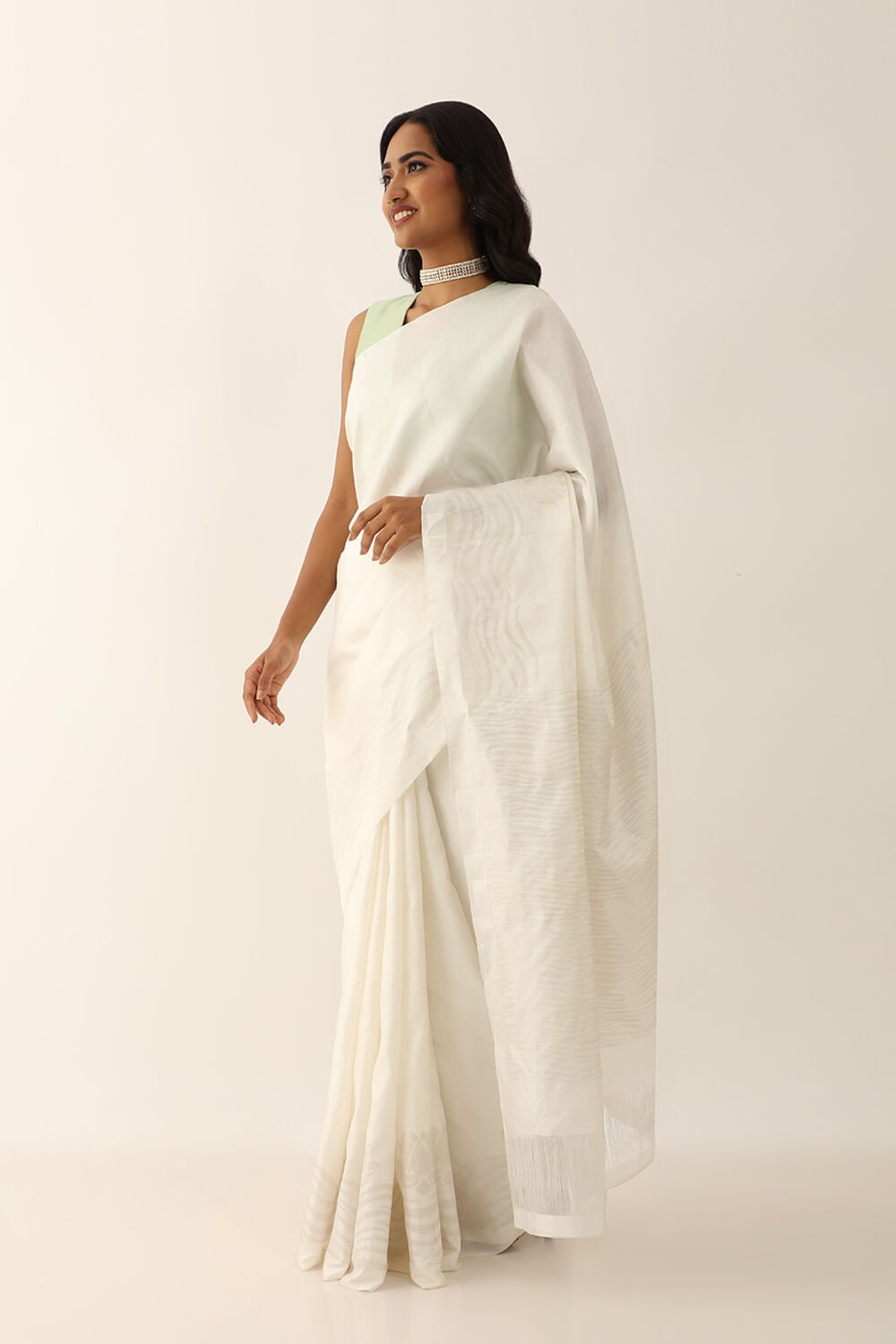 White Pure Silk Woven South Saree image number null
