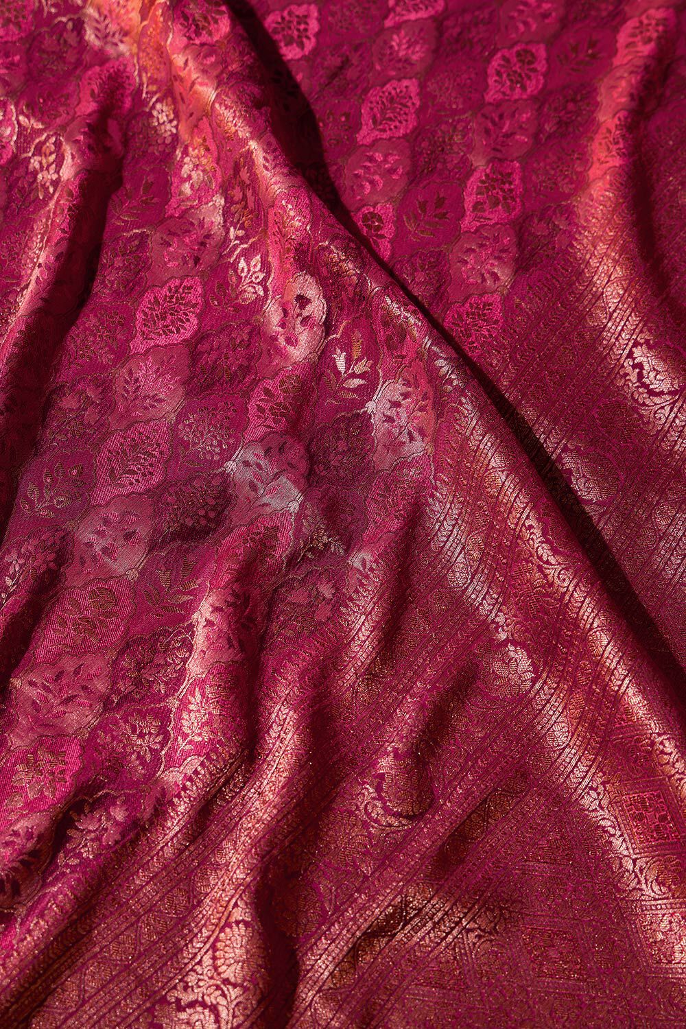 Dark Red Woven Pure Silk Crepe Saree image number null