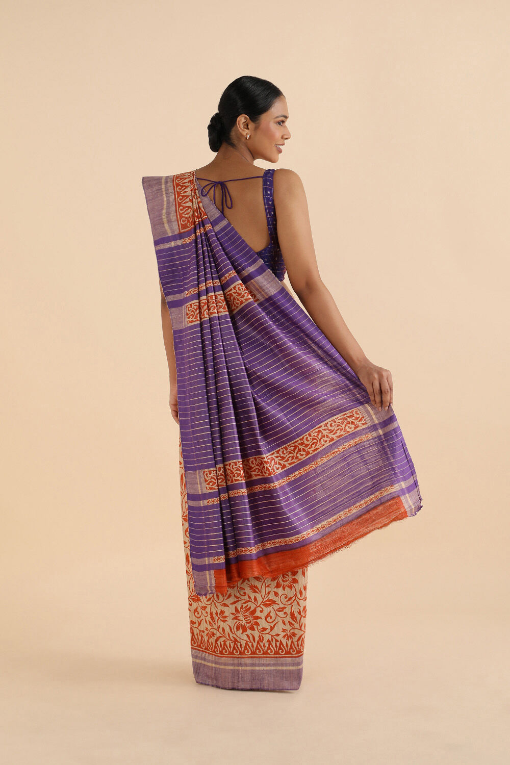 Beige Pure Tussar Silk Printed Saree image number null