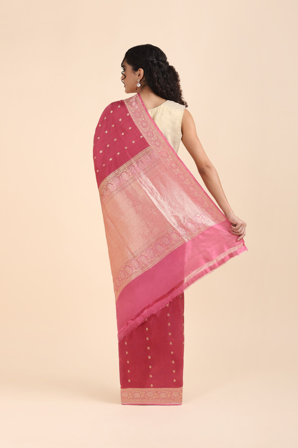 Dark Pink Pure Silk Banarasi Saree image number null
