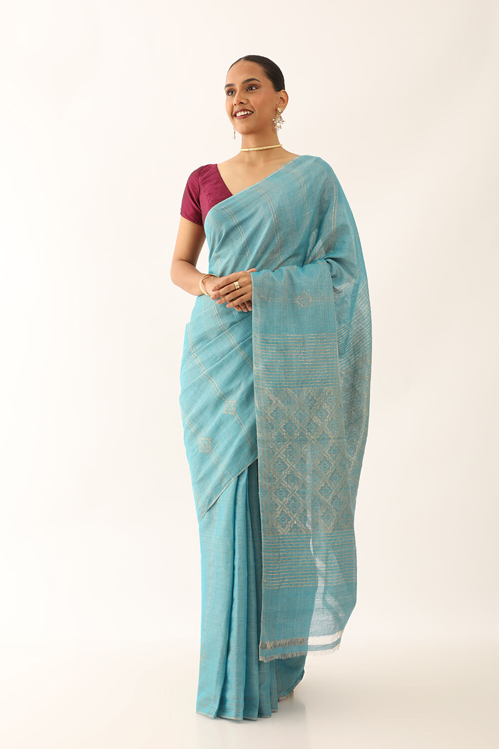 Light Blue Chattisgarh Pure Silk Tissue Woven Saree image number null