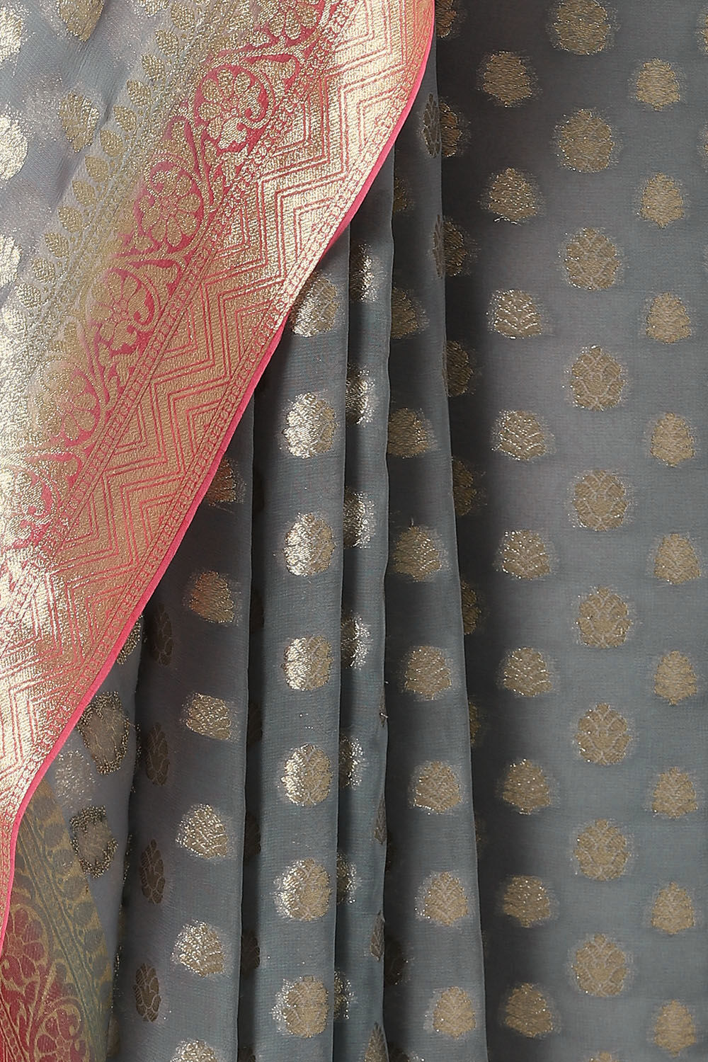 Grey Viscose Georgette Banaras Saree image number null