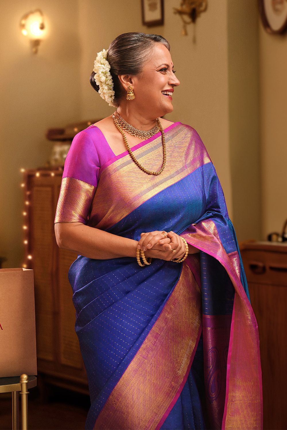 Blue Kanjeevaram Pure Silk Saree image number null