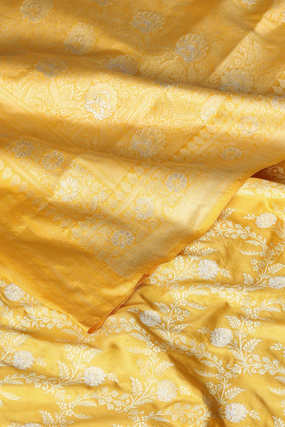 Yellow Pure Silk Banarasi Saree image number null
