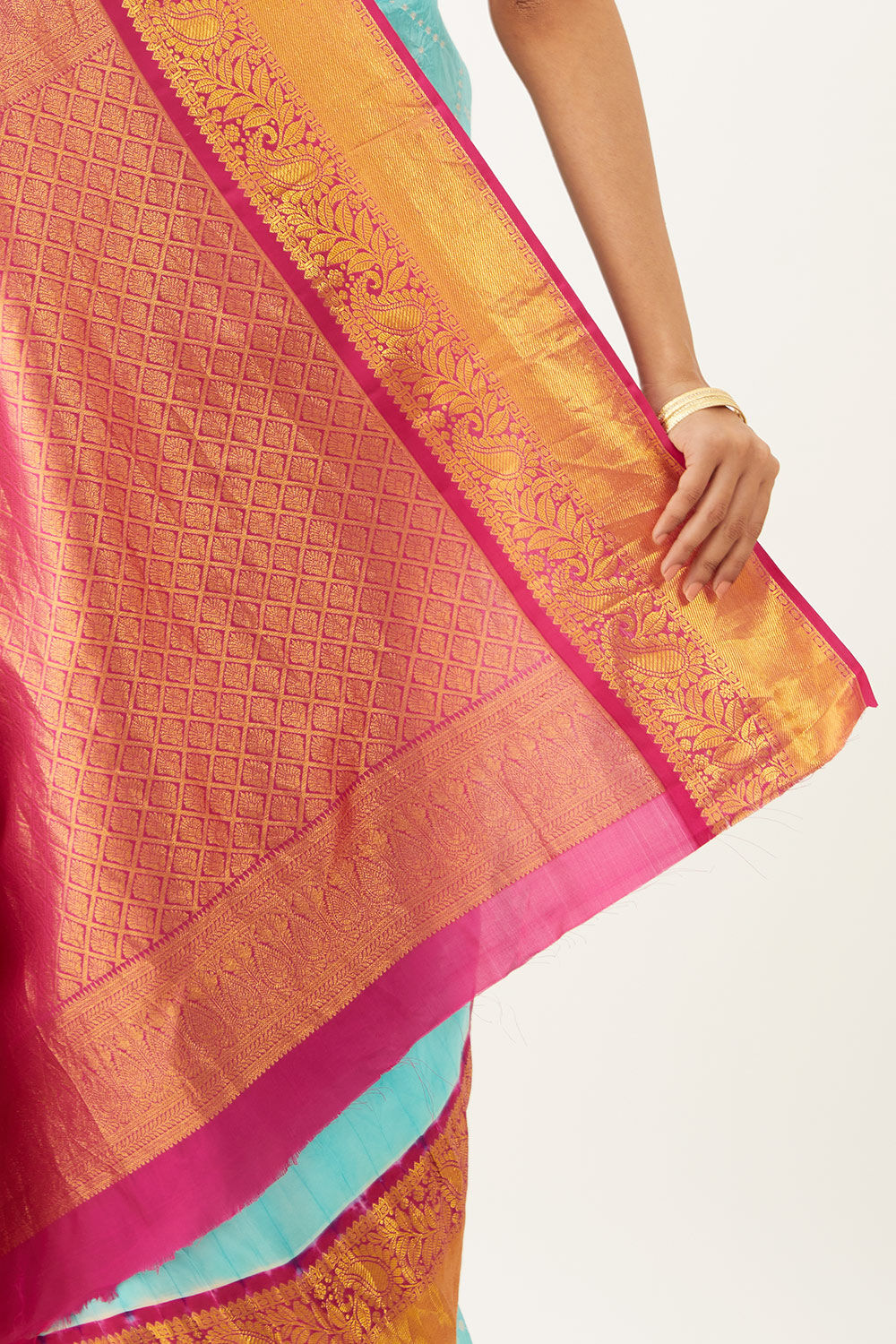 Light Blue Pure Silk Bandhani Saree image number null