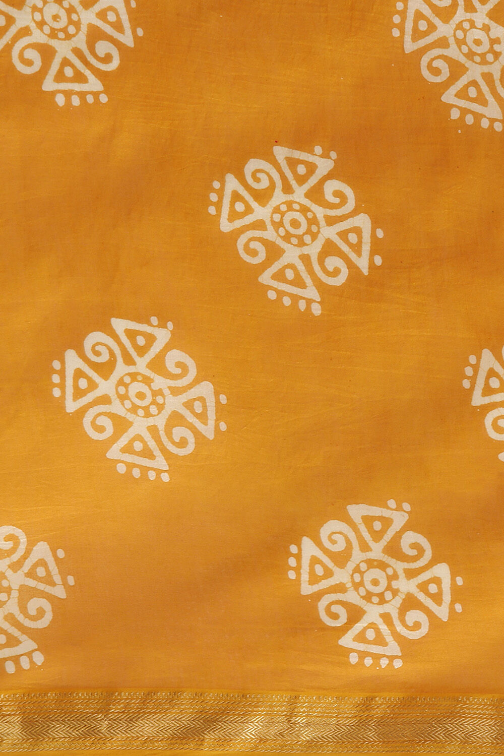 Yellow Pure Silk Cotton Batik Saree image number null