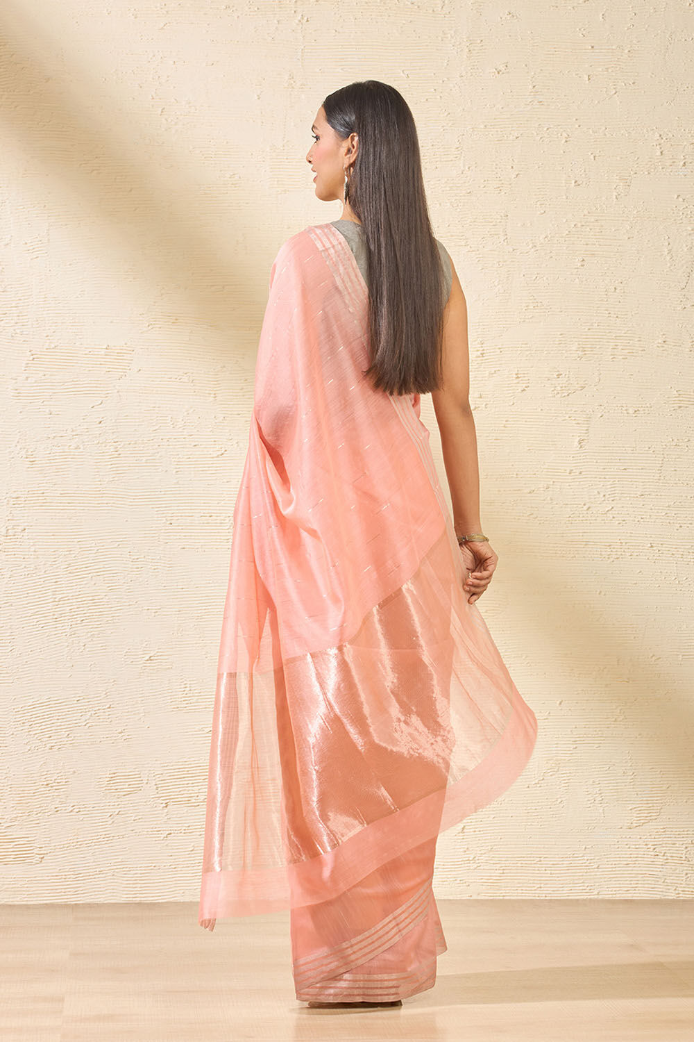 Light Pink Woven Pure Silk Cotton Chanderi Saree image number null