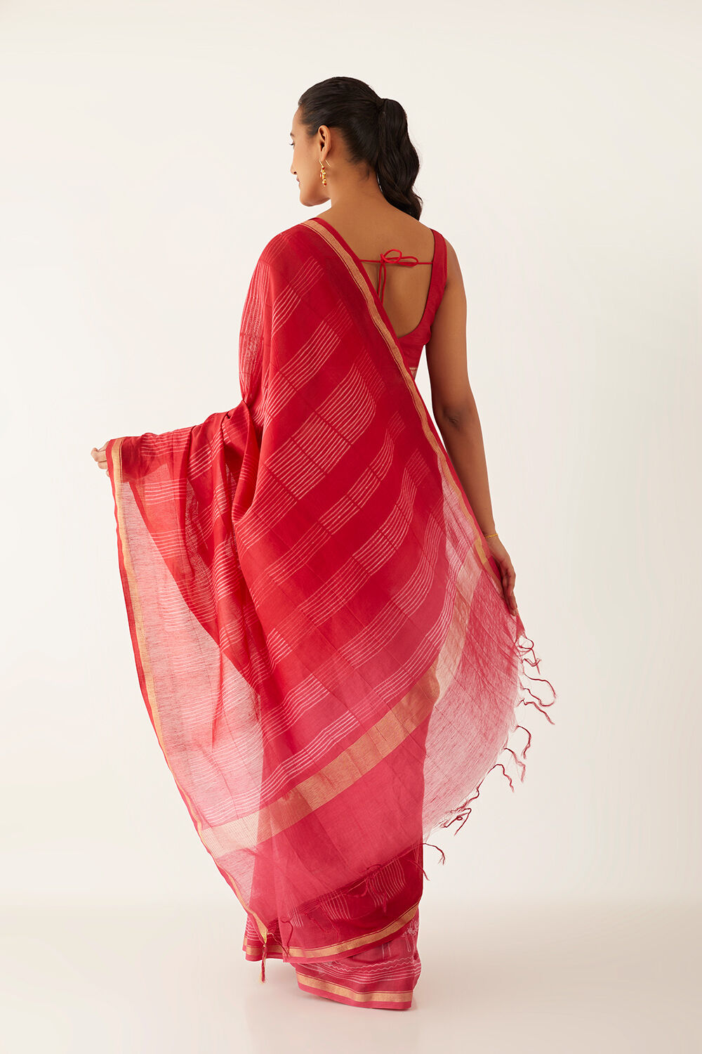 Pink Pure Silk Cotton Shibori Saree image number null