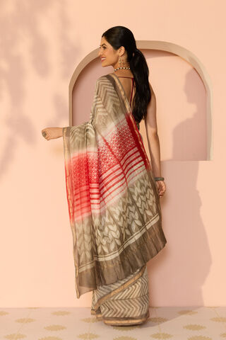 Brown Rajasthan Pure Silk Cotton Tie & Dye Shibori Saree thumbnail image number null