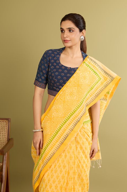 Blue Pure Cotton Ajrakh Blouse