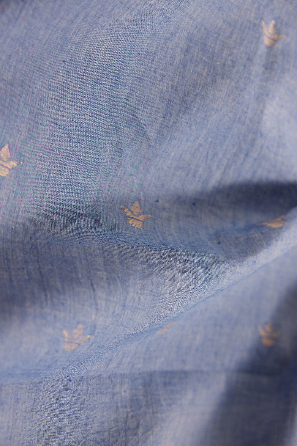 Dark Blue Khadi Cotton Bengal Jamdani Saree image number null