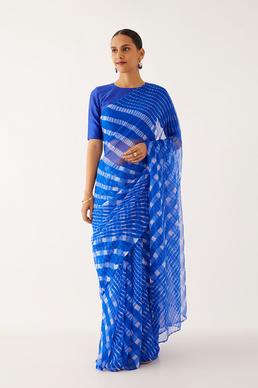 Blue Pure Chiffon Leheriya Saree image number null