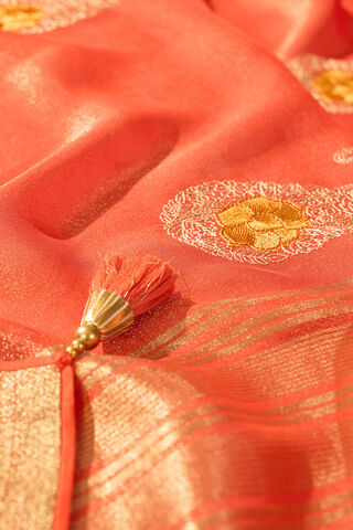 Red Viscose Tissue Embroidered Saree thumbnail image number null