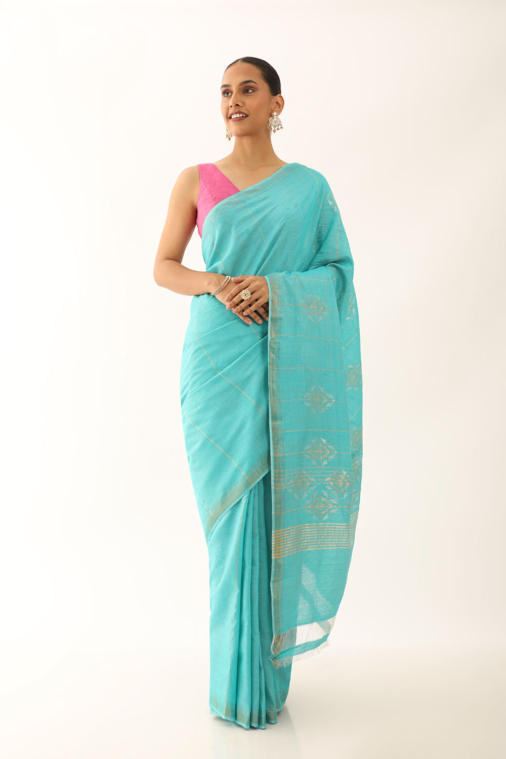 Light Blue Chattisgarh Pure Tussar Silk Woven Saree image number null