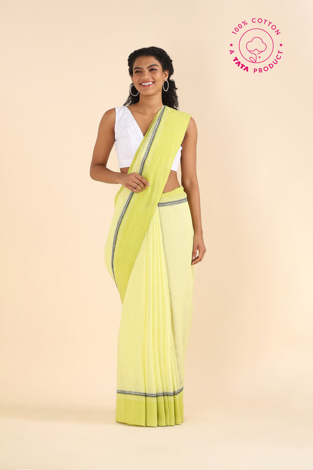 Light Pure Green Cotton South Saree image number null