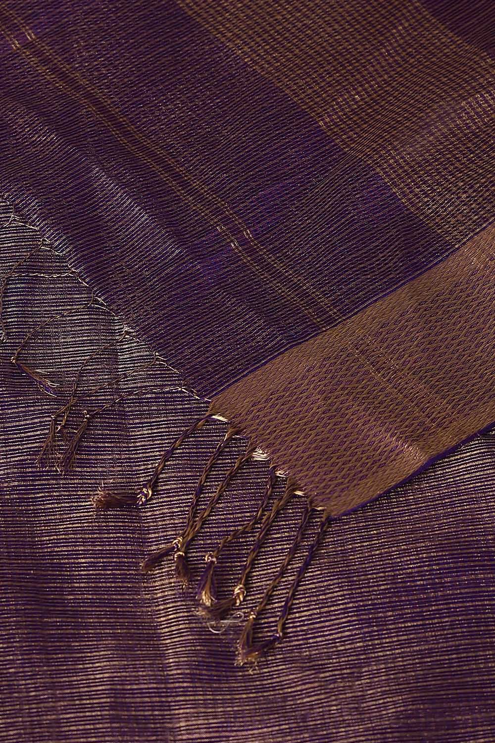 Violet Pure Silk Cotton Maheswari Saree image number null