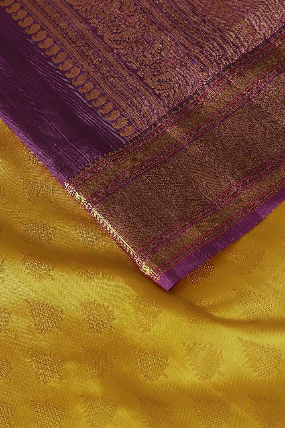 Yellow Pure Silk Kanjivaram Saree image number null
