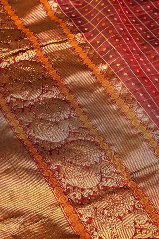 Dark Red Woven Pure Silk Cotton Saree thumbnail image number null