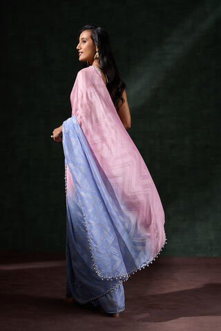 Blue Viscose Embroidered Saree thumbnail image number null