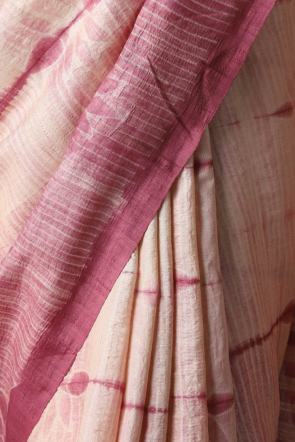 Light Pure Pink Tussar Shibori Saree image number null