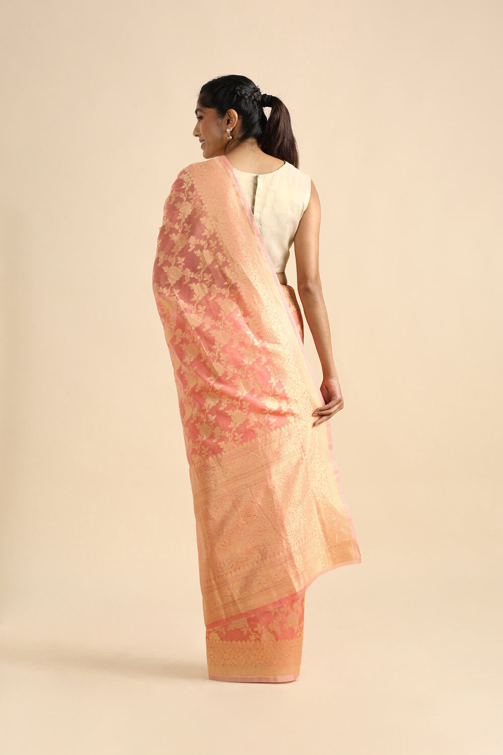 Light Pink Pure Silk Cotton Banarasi Saree image number null