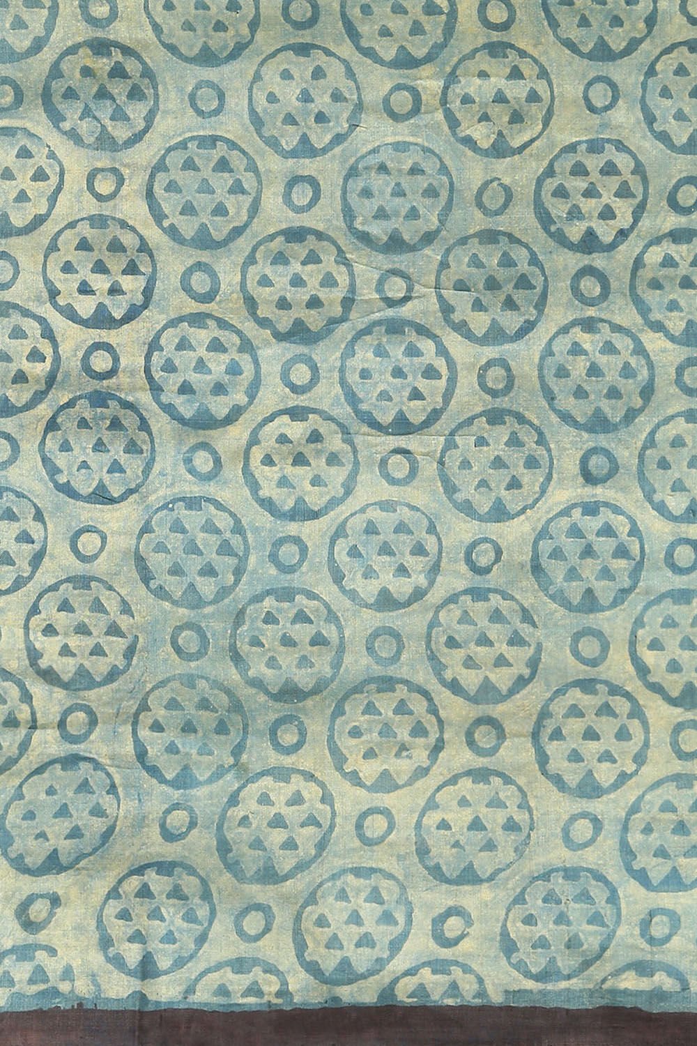 Blue Ajrakh Hand Blockprinted Pure Silk Saree image number null